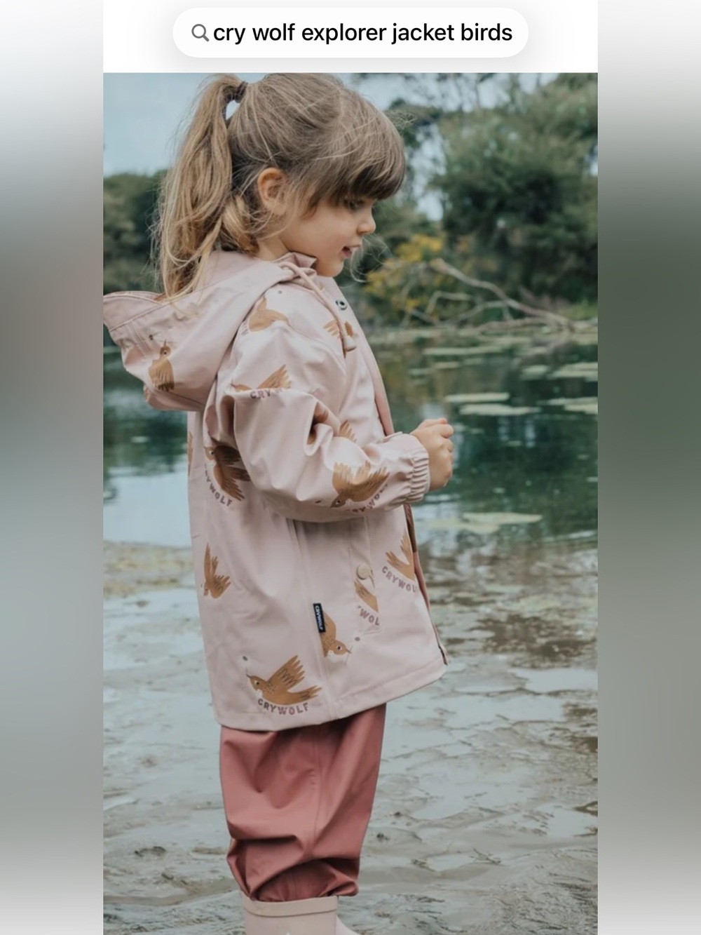 Cry Wolf Kids' Blush Pink Bird-Print Waterproof Raincoat and Overalls 3 yrs